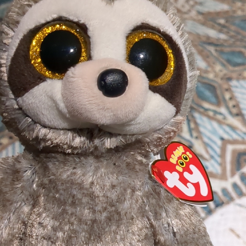 TY Beanie Boo Sloth with Gold Eyes